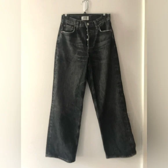 Agolde Low Slung Baggy 30.5” Jeans in Ditch Grey Wash Size 23 Waist Relaxed Fit - Picture 4 of 16